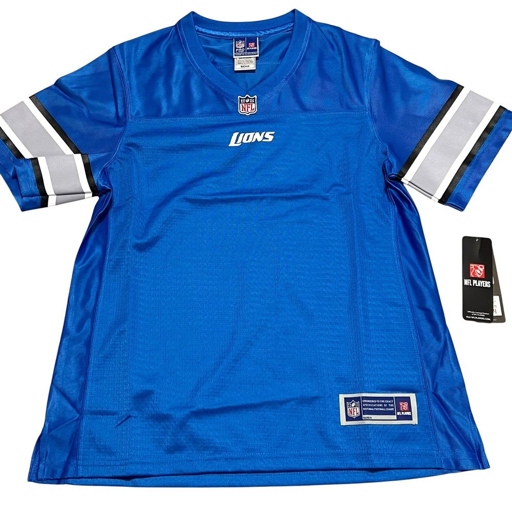 NFL Detroit Lions Pro Line Football Blank Jersey Blue Shirt Women's Small NEW